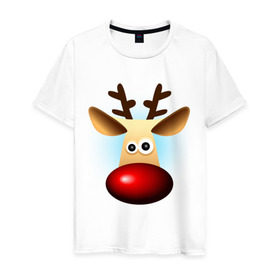 Мужская футболка хлопок с принтом WOW Deer в Новосибирске, 100% хлопок | прямой крой, круглый вырез горловины, длина до линии бедер, слегка спущенное плечо. | Тематика изображения на принте: 2013 | happy new year | new year | год змеи | дед мороз | новый год | олень