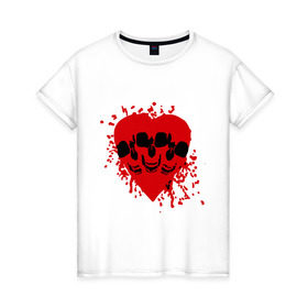 Женская футболка хлопок с принтом Злое сердце в Новосибирске, 100% хлопок | прямой крой, круглый вырез горловины, длина до линии бедер, слегка спущенное плечо | скелет