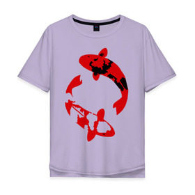 Мужская футболка хлопок Oversize с принтом Карпы кои (koi fish) в Новосибирске, 100% хлопок | свободный крой, круглый ворот, “спинка” длиннее передней части | koi fish | животные | искусство | карпы | карпы кои | прикольные картинки | рыбы | япония | японское