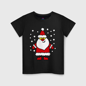 Детская футболка хлопок с принтом Веселый Дед Мороз в Новосибирске, 100% хлопок | круглый вырез горловины, полуприлегающий силуэт, длина до линии бедер | новогодний | рождество | санта клаус