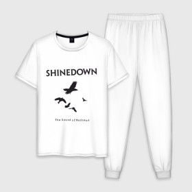 Мужская пижама хлопок с принтом Shinedown Soun of Madness в Новосибирске, 100% хлопок | брюки и футболка прямого кроя, без карманов, на брюках мягкая резинка на поясе и по низу штанин
 | shinedown soun of madness | группы | музыка | рок группы | рок музыка