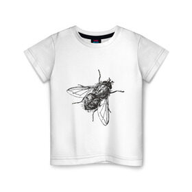 Детская футболка хлопок с принтом Назойливая муха в Новосибирске, 100% хлопок | круглый вырез горловины, полуприлегающий силуэт, длина до линии бедер | животные | муха | назойливая | назойливая муха | прикольные картинки