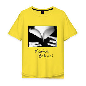 Мужская футболка хлопок Oversize с принтом Моника Белуччи в Новосибирске, 100% хлопок | свободный крой, круглый ворот, “спинка” длиннее передней части | monica belucci | грудь | декольте | моника | моника белучи