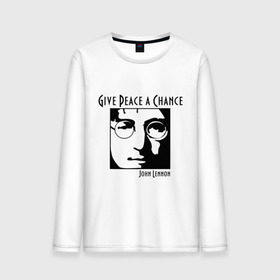 Мужской лонгслив хлопок с принтом John Lennon (Джон Леннон) Give Peace a Chance в Новосибирске, 100% хлопок |  | beatles | give peace a chance | john lennon | битлз | джон леннон | знаменитости | знаменитые личности | портрет