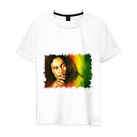 Мужская футболка хлопок с принтом Bob Marley в Новосибирске, 100% хлопок | прямой крой, круглый вырез горловины, длина до линии бедер, слегка спущенное плечо. | reggae | боб марли | музыка | музыкант | регги