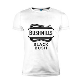 Мужская футболка премиум с принтом Bushmills black bush в Новосибирске, 92% хлопок, 8% лайкра | приталенный силуэт, круглый вырез ворота, длина до линии бедра, короткий рукав | club | dj | бушмилс | виски | для барменов | клубные