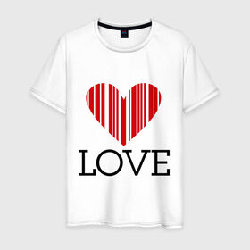 Мужская футболка хлопок с принтом LOVE - штрихкод в Новосибирске, 100% хлопок | прямой крой, круглый вырез горловины, длина до линии бедер, слегка спущенное плечо. | 14 feb | 14 февраля | love | valentines day | день влюбленных | день всех влюбленных | день святого валентина | подарок девушке | сердце | штрих код | штрихкод
