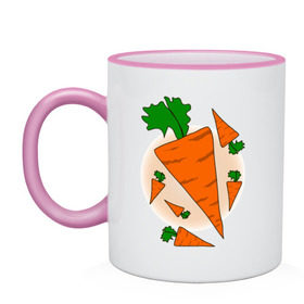 Кружка двухцветная с принтом Carrot в Новосибирске, керамика | объем — 330 мл, диаметр — 80 мм. Цветная ручка и кайма сверху, в некоторых цветах — вся внутренняя часть | 14 feb | 14 февраля | влюбленным | день святого валентина | любовь | морковка | морковь | парные