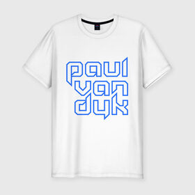 Мужская футболка премиум с принтом Paul Van Dyk контур в Новосибирске, 92% хлопок, 8% лайкра | приталенный силуэт, круглый вырез ворота, длина до линии бедра, короткий рукав | club | evolution | paul van dyk | trance | клубная музыка | пол ван дюк | транс