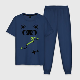 Мужская пижама хлопок с принтом Panda ninja в Новосибирске, 100% хлопок | брюки и футболка прямого кроя, без карманов, на брюках мягкая резинка на поясе и по низу штанин
 | Тематика изображения на принте: panda | бамбуковая панда | панда ниндзя