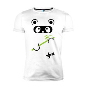 Мужская футболка премиум с принтом Panda ninja в Новосибирске, 92% хлопок, 8% лайкра | приталенный силуэт, круглый вырез ворота, длина до линии бедра, короткий рукав | Тематика изображения на принте: panda | бамбуковая панда | панда ниндзя
