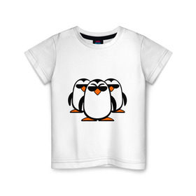 Детская футболка хлопок с принтом Банда пингвинов в Новосибирске, 100% хлопок | круглый вырез горловины, полуприлегающий силуэт, длина до линии бедер | в очках | животные | звери | пингвины