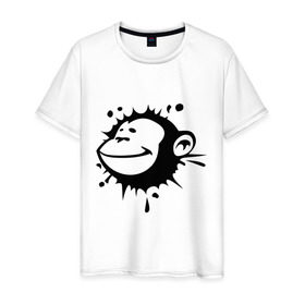 Мужская футболка хлопок с принтом Monkey face. в Новосибирске, 100% хлопок | прямой крой, круглый вырез горловины, длина до линии бедер, слегка спущенное плечо. | 