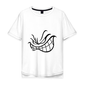 Мужская футболка хлопок Oversize с принтом Агресивный смайл в Новосибирске, 100% хлопок | свободный крой, круглый ворот, “спинка” длиннее передней части | smile | агрессия | злость | смайл | смайлик