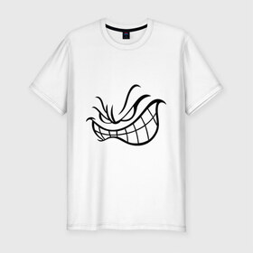 Мужская футболка премиум с принтом Агресивный смайл в Новосибирске, 92% хлопок, 8% лайкра | приталенный силуэт, круглый вырез ворота, длина до линии бедра, короткий рукав | smile | агрессия | злость | смайл | смайлик