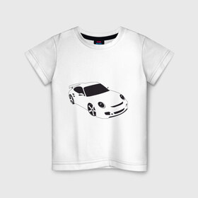 Детская футболка хлопок с принтом Porsche (порше) в Новосибирске, 100% хлопок | круглый вырез горловины, полуприлегающий силуэт, длина до линии бедер | auto | авто | порше | тачки