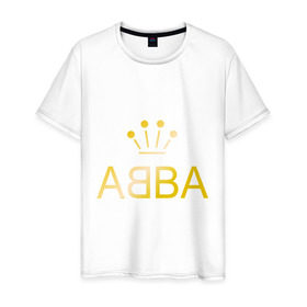 Мужская футболка хлопок с принтом ABBA золото в Новосибирске, 100% хлопок | прямой крой, круглый вырез горловины, длина до линии бедер, слегка спущенное плечо. | abba | абба | музыка