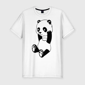 Мужская футболка премиум с принтом Панда с оторванной головой в Новосибирске, 92% хлопок, 8% лайкра | приталенный силуэт, круглый вырез ворота, длина до линии бедра, короткий рукав | Тематика изображения на принте: без головы | животные | звери | медведь | мишка | мишутка