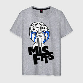 Мужская футболка хлопок с принтом Misfits мем в Новосибирске, 100% хлопок | прямой крой, круглый вырез горловины, длина до линии бедер, слегка спущенное плечо. | misfits