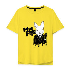 Мужская футболка хлопок Oversize с принтом Кролик misfits в Новосибирске, 100% хлопок | свободный крой, круглый ворот, “спинка” длиннее передней части | Тематика изображения на принте: misfits