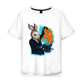 Мужская футболка хлопок Oversize с принтом Кролик-психопат в Новосибирске, 100% хлопок | свободный крой, круглый ворот, “спинка” длиннее передней части | Тематика изображения на принте: misfits