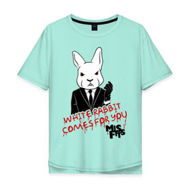 Мужская футболка хлопок Oversize с принтом Rabbit misfits в Новосибирске, 100% хлопок | свободный крой, круглый ворот, “спинка” длиннее передней части | misfits