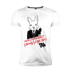 Мужская футболка премиум с принтом Rabbit misfits в Новосибирске, 92% хлопок, 8% лайкра | приталенный силуэт, круглый вырез ворота, длина до линии бедра, короткий рукав | misfits