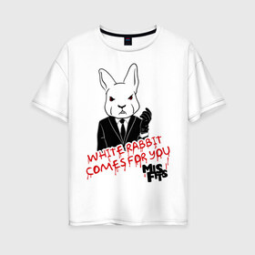 Женская футболка хлопок Oversize с принтом Rabbit misfits в Новосибирске, 100% хлопок | свободный крой, круглый ворот, спущенный рукав, длина до линии бедер
 | misfits