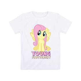 Детская футболка хлопок с принтом Young Fluttershy pink в Новосибирске, 100% хлопок | круглый вырез горловины, полуприлегающий силуэт, длина до линии бедер | pink | young | young fluttershy pink | детские | мой маленький пони