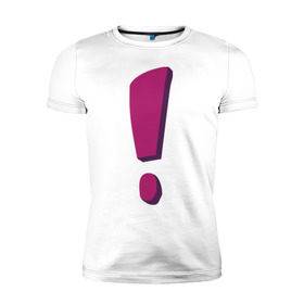 Мужская футболка премиум с принтом Фиолетовый ответ в Новосибирске, 92% хлопок, 8% лайкра | приталенный силуэт, круглый вырез ворота, длина до линии бедра, короткий рукав | восклицание | восклицательный знак | знак препинания | знаки препинания