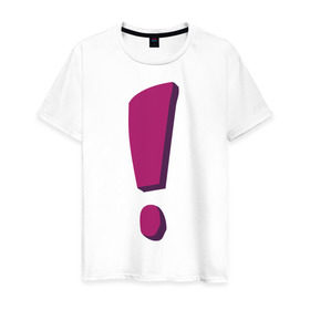 Мужская футболка хлопок с принтом Фиолетовый ответ в Новосибирске, 100% хлопок | прямой крой, круглый вырез горловины, длина до линии бедер, слегка спущенное плечо. | восклицание | восклицательный знак | знак препинания | знаки препинания