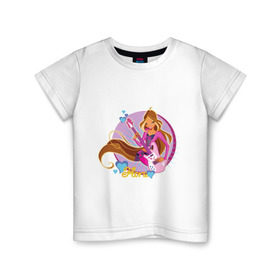 Детская футболка хлопок с принтом WinX - Флора в Новосибирске, 100% хлопок | круглый вырез горловины, полуприлегающий силуэт, длина до линии бедер | Тематика изображения на принте: win x | winx | винкс | детские | детям | для детей | феи | флора