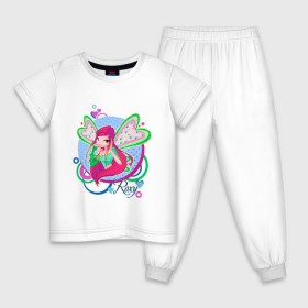 Детская пижама хлопок с принтом WinX - Рокси в Новосибирске, 100% хлопок |  брюки и футболка прямого кроя, без карманов, на брюках мягкая резинка на поясе и по низу штанин
 | Тематика изображения на принте: roxy | win x | winx | винкс | детские | детям | для детей | рокси | феи