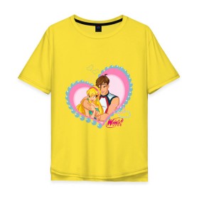 Мужская футболка хлопок Oversize с принтом WinX Love- Стелла в Новосибирске, 100% хлопок | свободный крой, круглый ворот, “спинка” длиннее передней части | win x | winx | винкс | детские | детям | для детей | феи стелла