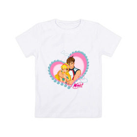 Детская футболка хлопок с принтом WinX Love- Стелла в Новосибирске, 100% хлопок | круглый вырез горловины, полуприлегающий силуэт, длина до линии бедер | win x | winx | винкс | детские | детям | для детей | феи стелла