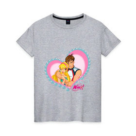 Женская футболка хлопок с принтом WinX Love- Стелла в Новосибирске, 100% хлопок | прямой крой, круглый вырез горловины, длина до линии бедер, слегка спущенное плечо | win x | winx | винкс | детские | детям | для детей | феи стелла