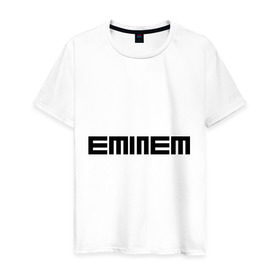 Мужская футболка хлопок с принтом Eminem black logo в Новосибирске, 100% хлопок | прямой крой, круглый вырез горловины, длина до линии бедер, слегка спущенное плечо. | Тематика изображения на принте: хип хоп
