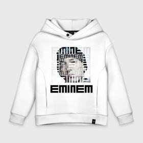 Детское худи Oversize хлопок с принтом Eminem grey в Новосибирске, френч-терри — 70% хлопок, 30% полиэстер. Мягкий теплый начес внутри —100% хлопок | боковые карманы, эластичные манжеты и нижняя кромка, капюшон на магнитной кнопке | хип хоп