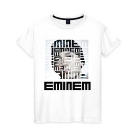 Женская футболка хлопок с принтом Eminem grey в Новосибирске, 100% хлопок | прямой крой, круглый вырез горловины, длина до линии бедер, слегка спущенное плечо | хип хоп