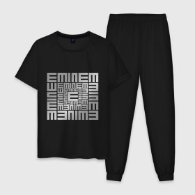 Мужская пижама хлопок с принтом Emineminem silver в Новосибирске, 100% хлопок | брюки и футболка прямого кроя, без карманов, на брюках мягкая резинка на поясе и по низу штанин
 | Тематика изображения на принте: хип хоп