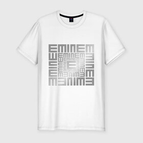 Мужская футболка премиум с принтом Emineminem silver в Новосибирске, 92% хлопок, 8% лайкра | приталенный силуэт, круглый вырез ворота, длина до линии бедра, короткий рукав | Тематика изображения на принте: хип хоп