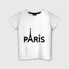 Детская футболка хлопок с принтом Paris logo в Новосибирске, 100% хлопок | круглый вырез горловины, полуприлегающий силуэт, длина до линии бедер | Тематика изображения на принте: paris | париж | парис | туристические | франция | эйфелева башня