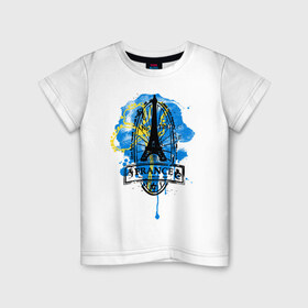 Детская футболка хлопок с принтом France в Новосибирске, 100% хлопок | круглый вырез горловины, полуприлегающий силуэт, длина до линии бедер | Тематика изображения на принте: france | франция | эйфелева башня