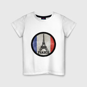 Детская футболка хлопок с принтом Logo France в Новосибирске, 100% хлопок | круглый вырез горловины, полуприлегающий силуэт, длина до линии бедер | france | флаг франций | франция | эйфелева башня