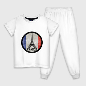 Детская пижама хлопок с принтом Logo France в Новосибирске, 100% хлопок |  брюки и футболка прямого кроя, без карманов, на брюках мягкая резинка на поясе и по низу штанин
 | Тематика изображения на принте: france | флаг франций | франция | эйфелева башня