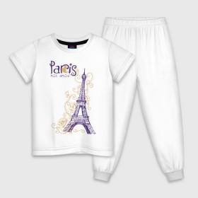 Детская пижама хлопок с принтом Paris mon amour в Новосибирске, 100% хлопок |  брюки и футболка прямого кроя, без карманов, на брюках мягкая резинка на поясе и по низу штанин
 | paris | paris mon amour | париж | париж любовь моя