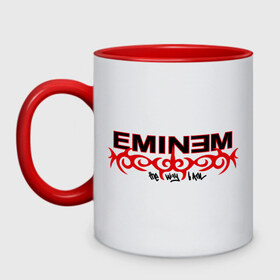 Кружка двухцветная с принтом Eminem узор в Новосибирске, керамика | объем — 330 мл, диаметр — 80 мм. Цветная ручка и кайма сверху, в некоторых цветах — вся внутренняя часть | eminem | зарубежный рэп | музыка | репчик | рэп | эминем