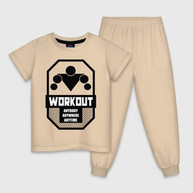 Детская пижама хлопок с принтом WORKOUT Anybody Anywhere Anytime в Новосибирске, 100% хлопок |  брюки и футболка прямого кроя, без карманов, на брюках мягкая резинка на поясе и по низу штанин
 | work out | воркаут | кач | качалка | качалочка | качок | спорт | тренажерка | турник