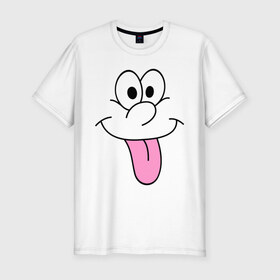 Мужская футболка премиум с принтом Балдею от всего в Новосибирске, 92% хлопок, 8% лайкра | приталенный силуэт, круглый вырез ворота, длина до линии бедра, короткий рукав | позитив | рожа | рожица | смайл | смайлик | улыбка | улыбочка | язык