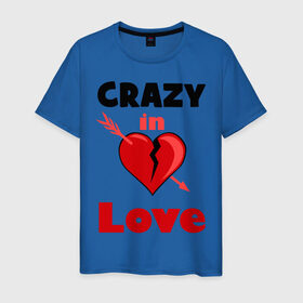 Мужская футболка хлопок с принтом Сумасшедший влюблённый в Новосибирске, 100% хлопок | прямой крой, круглый вырез горловины, длина до линии бедер, слегка спущенное плечо. | Тематика изображения на принте: crazy in love | любовь | сердце